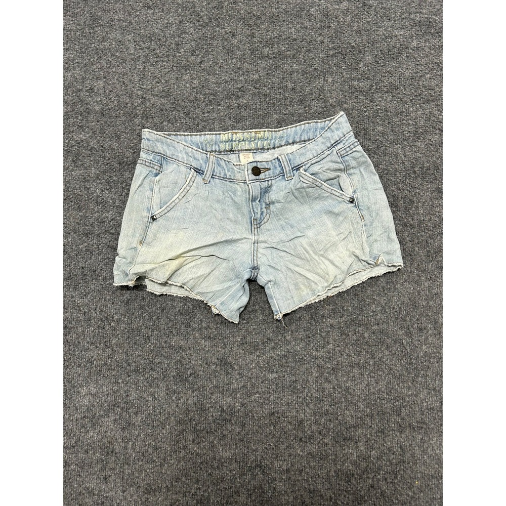 Mossimo Denim Shorts Womens Size 3 Light Wash Studded Cotton Raw Hem Low Rise